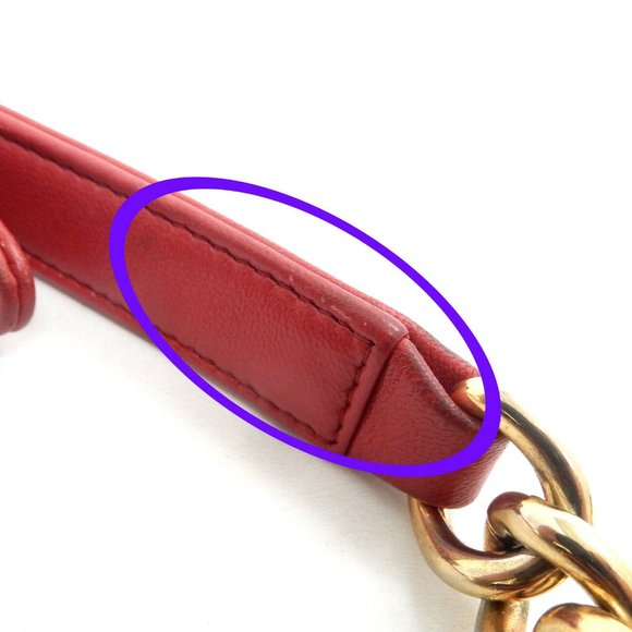 Chanel Red Leather Bag with Gold Chain Strap - Picture 8 of 12